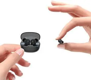Mini Invisible Earbuds Wireless Bluetooth, Sleep Earbuds for Side Sleepers, Smallest Hidden Headphones for Work, Small Ear Buds IPX6 Waterproof for Small Ear Canals, 30H Battery, Clear Sound, Black