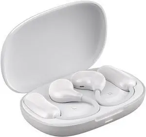 Open Ear Bluetooth Headphones V6.0 - OWS Wireless Clip-On Earbuds, 64H Playtime, 4-Mic ENC Call, Secure Fit for Sports & Daily Use (White)