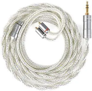 KBEAR HunYuan MMCX in Ear Monitor Cable for Shure, 4 Material Fusion High Resolution HiFi IEM Cable, Pure Silver + OCC + Alloy Copper + Silver-Plated, 2-Strand High-Density 173-Core Wire (MMCX-3.5mm)