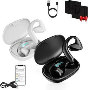 Talkiego Ai-Powered Buds, Talkie Go Translator Earbuds, 4 Modes and Scenarios, Supports 140+ Languages in Real Time, 0.5 S Instant/Offline Translation, for Office, Work, Travel (Black+White)