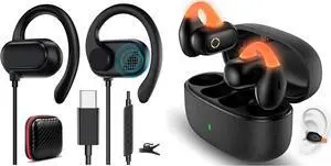 Open Ear Wireless Earbuds Night Run Light Clip On Sports Headset Air Conduction Bluetooth Headphone Over Ear Game Earphone USB Type C Headphone Open Ear Adjustable Over Ear Hook Headset School Kid