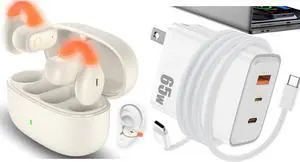 TOPAUX Open Ear Wireless Earbuds Night Run Light Clip On Sports Headset Air Conduction Bluetooth Headphone Over Ear Game Earphone 65W Laptop Charger 3-Port for Lightning Type C USB A Power Adapter