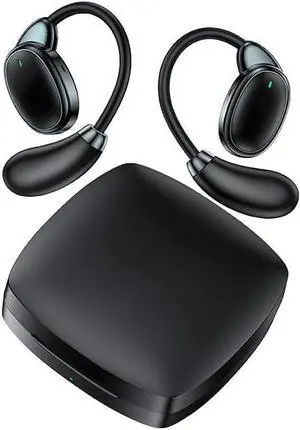 Ultra Open-Ear-Headphones Wireless Bluetooth 5.4 - Ergonomic Pro Air Conduction Earbuds with Soft, Airy Silicone Design, Over-The-Ear Buds with Ear Hooks for Running/Sports/Fitness /Workouts, Black