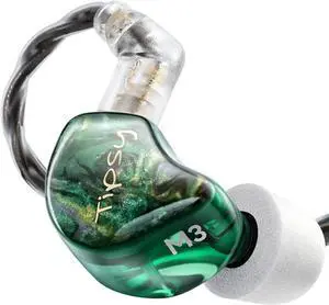 Tipsy M3 Professional IEM for Musicians, 2BA + 1DD Drivers, 36dB PNC, IPX5, Acoustic-Runway Technology, Skin-Friendly Resin, Detachable 0.78mm 2-pin Cable (No Mic, Green)