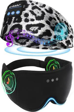 BambooCotton 3D Bluetooth Sleep Mask, LC-dolida 2025 New Sleep Headphones