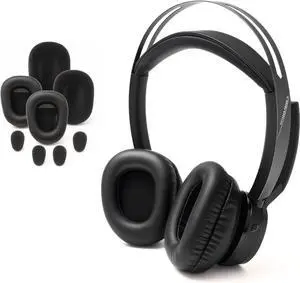 Global Teck Worldwide Poly Voyager Focus 2 UC Wireless Headphone Bundle with Spare Comfort Cushions, Charging Headset Stand