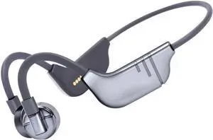 IPX8 Waterproof Bone Conduction Headphones for Swimming Built-in 32G MP3 Player Stereo Bass Open Ear Earphone with Microphone CVC8.0 Noise Cancelling,3 replacement heads, free to change,Silver