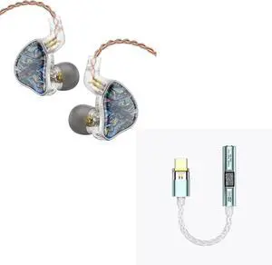 DB2 IEM Earphones and NK1 MAX USB C to 3.5mm Female Headphone Jack Adapter