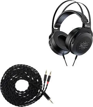 Linsoul Kiwi Ears Altruva Over Ear Headphone, Hi-Fi 50mm Dynamic Driver Monitoring(BlackGrey) Tripowin Nova Monitor Headphone Cable, Over-Ear Wire (3.5mm, Black)