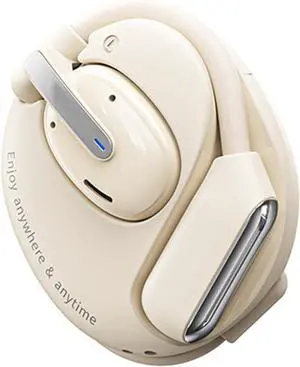 Open Ear Headphones Wireless Bluetooth 5.4 Air Conduction Earbuds with Earhooks,ENC Call Noise Cancellation Technology IPX5 Waterproof 80 Hours with Charging Case for Driving,Office,White