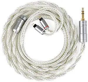 KBEAR HunYuan 2PIN IEM Cable,Quad-Material Fusion1.2M High-Resolution HiFi Upgrade Cable for KZ ZS10 PRO/Castor/ZS12 PRO X/ZAR/ZAS/ZAR,CCA CRA/C10/C12,KBEAR Storm (3.5mm-Without mic, Silver, 2PIN)