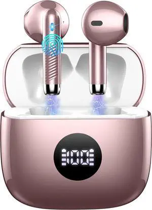 Wireless Bluetooth 5.4 Earbuds, Ear Buds LED Power Display Headphones 6D Stereo, Bluetooth Earbuds in-Ear Noise Cancelling Mic, 40H Playback Mini Case IP7 Waterproof Sports Earphones for Android iOS