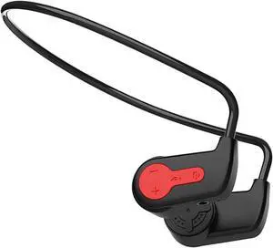 Swimming Headphones, IP68 Water Proof Built in MP3 Player 16G Memory, Underwater Swimming Headphone, Wireless Open Earphones Bluetooth 5.0, for Running, Cycling (Black Red)