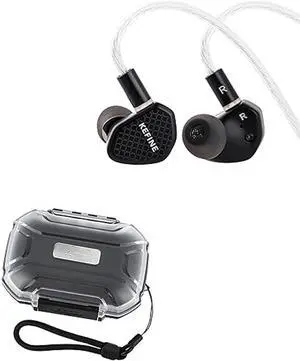 Linsoul Kefine Klean in Ear Monitor,10mm DLC Diaphragm Dynamic Driver HiFi Earphones(No Mic 3.5mm, Black) LC02 in Ear Monitor Case, Portable Earbud Hard Case