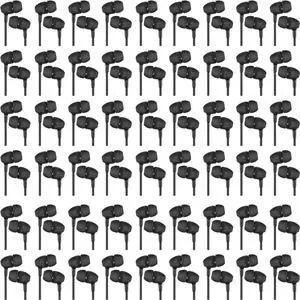 Macarrie 200 Pack Earbuds Bulk Earphones 3.5 mm Classroom Headphones for Adult Assorted Colors Earbud Wired Earphone Without Mic for Adult Office Home Individually Bagged(Black)
