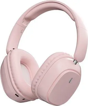 Over-Ear Headphone Bluetooth 5.4, Wireless Foldable Headphone, Noise Cancelling Bluetooth Headset with HiFi Stereo, Lightweight Gaming Headset with Microphone, Adjustable On Ear Head-Phone (Pink)
