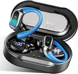 Wireless Earbuds, 2025 Bluetooth 5.4 Headphones Sport, Bluetooth Earbuds with ENC Noise Canceling Mic, 50H Stereo Wireless Headphones IP6-11 Waterproof with Earhooks, Dual LED Display