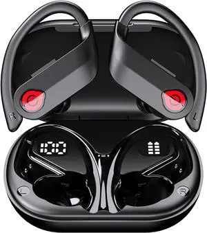 Wireless Earbuds Bluetooth 5.3 IPX7 Waterproof Active Noise Cancelling Work Headset with Mic Long Battery Life LED Digital Display Sweat-Resistant for Learning & Commuting Black