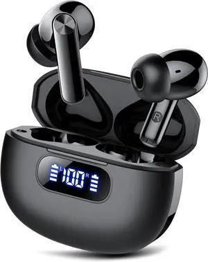 Wireless Earbuds, Bluetooth Earbuds with Bass Stereo Sound, Bluetooth 5.3 Headphones with LED Power Display 48Hours Playtime ENC Noise Cancelling Mic, in Ear Ear Buds IP7 Waterproof for Android iOS
