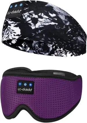 LC-dolida Sleep Headphones Bluetooth 5.4,Wireless Bluetooth Sleep Mask,Sleep Headphones