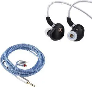 7HZ G1 in-Ear Monitor, 10mm DLC Dynamic Driver IEM Wired Earbuds (with Mic) + Tripowin Zonie IEM Cable, 16 Core Silver Plated HiFi Wired Earphone Cord (2Pin, Blue)