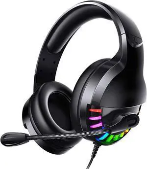 Gaming Het for PS4 Hets with Mic Stereo Surround Sound with Noise Cancelling Mic with Mute Volume Control Lightweight Cool RGB Headphones for PC
