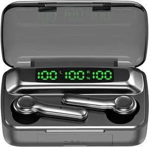 Bluetooth Headphones Sports Wireless Earbuds TWS BT5.0 Stereo Deep Bass Waterproof Earphones Noise Canceling Headset with Battery Display Charging Case & Built-in Mic for Running/Workout/Gym