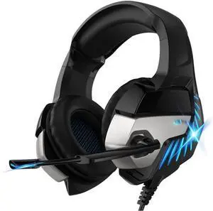 Gaming Headphones, Headset Gaming Headphones with Microphone, LED Light Noise Reduction and Volume Control,Suitable for a Variety of Electronic Devices (Color : Blue)