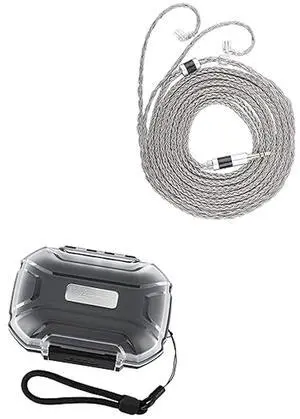 Linsoul Tripowin Zonie IEM Cable, 2m Long Earbud Cord, 16 Core Silver Plated Earphone Cable(Recessed 2Pin) + LC02 in Ear Monitor Case, Portable Earbud Hard Case