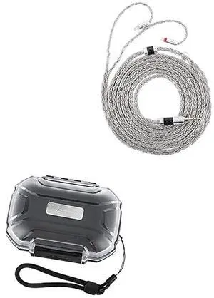Linsoul Tripowin Zonie IEM Cable, 2m Long Earbud Cord, 16 Core Silver Plated Earphone Cable(2Pin) + LC02 in Ear Monitor Case