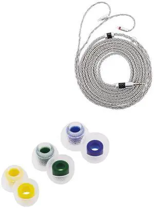Linsoul Tripowin Zonie IEM Cable, 2m Long Earbud Cord, 16 Core Silver Plated Earphone Cable(2Pin) TANGZU Tang Sancai in Ear Monitor Ear Plugs, 3 Pairs, Matte Texture Straight Tooth Grooves