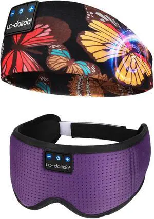 LC-dolida Sleep Headphones Headband Bluetooth 5.4,Sleep Headphones,Ideal for Travel,Night Work,Napping,Side Sleeping and Office Use for Bot