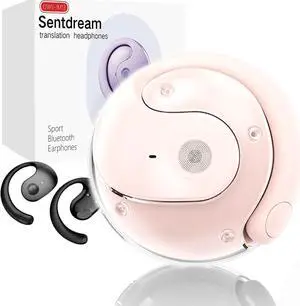 AI Translator Earbuds HY-T26 Pro: Wireless Bluetooth 75-Language Real-Time Translation, IPX4 Waterproof, 4H Playtime(Pink)