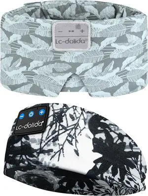 LC-dolida Extra Large Silk Sleep Mask and Bluetooth Headband Sleep Headphones