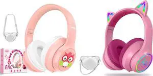LOBKIN Active Noise Cancelling Headphones for Kids,Bluetooth 5.4,Kids Headphones Wireless with Mic 50H Playtime AUX Cord Safe Volume Limited Foldable for Boy Girl Travel/School/iPad(Without LED light)