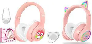 LOBKIN Active Noise Cancelling Headphones for Kids,Bluetooth 5.4,Kids Headphones Wireless with Mic 50H Playtime AUX Cord Safe Volume Limited Foldable for Boy Girl Travel/School/iPad(Without LED light)