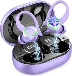 Wireless Earbuds, Bluetooth 5.4 Headphones Sports, 50H Playback Over-Ear Buds with ENC Noise Cancelling Mic, HiFi Stereo Fitness Earphones with Earhooks, IP7 Waterproof Headset for Running