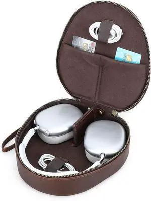 Hiram Full-Grain Leather Headphone Case Replacement for Apple AirPods Max, Handmade Portable Headphone Case Compatible with Apple AirPods Max