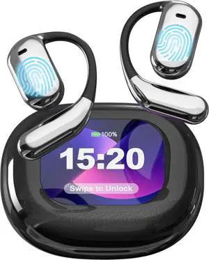 Language Translation Earbuds, Bluetooth 5.4 Headphones Translator for 144 Languages & Accents, OWS LCD Touch Screen Real-Time Earphones Fit iOS and Android Ideal for Travel Business Learning (Black)
