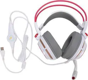 Gaming Headset, 7.1 Surround Sound Over Ear Wired Headphones with Omnidirectional Microphone, RGB Light, Adaptive Headband, Memory Foam Cushion