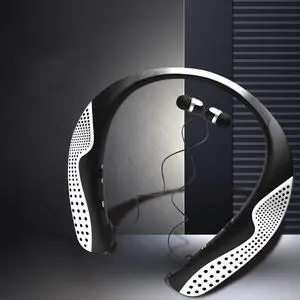 Speaker + Bluetooth Neckband Headphones 2-in-1,Earphones Retractable Earbuds with 100H Playtime,Bilateral HiFi Stereo,Sports Waterproof Earbuds,Noise Cancelling with Mic,High Battery Life