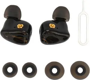 Dual Dynamic Drivers HiFi Cordless Earbuds, Stereo Sound with Manual Tuning, MMCX Interface Compatible, Replacement for SE215 SE315 SE425 SE535 SE846 UE900 (Black Gold)