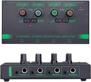 DJ Mixer, 4 6 Channels Headphone Amplifier Mini Portable Earphone Splitter Stereo Ultra Low-Noise Audio Mixer for Recording Studio Monitor for Party and Karaoke (4 Channels 1)