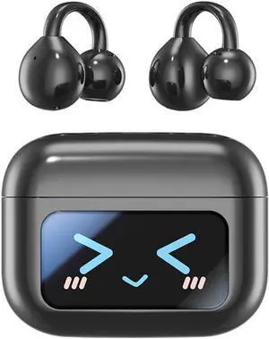 Open Ear Bluetooth Earbuds with Ear Clips, Wireless Ultra-Lightweight Clip-On Earphones, Open Air Design Headphones for Running Gym Workouts (Black)