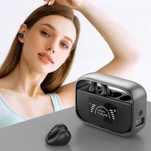 Micool Open Ear Earbuds Wireless, Ear Clip Headphones Bluetooth 5.3, IPX5 Waterproof/90H Playtime, Secure Fit Clip On Headphones for Workouts & Gaming (Black)