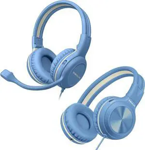 SIMOLIO Kids Headphones Wired for School with Microphone, Safe Volume Cord Headphone for Gaming, Boys, Teens, Children, Lightweight Folding Over Ear Headset for PC, iPad