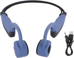 Bone Conduction Headphones, Ti Alloy Frame 16G Memory Ipx8 Water Proof Comfortable Clear Sound Quality Wireless Bluetooth Sport Headphones with Band for Swimming Diving (Blue)