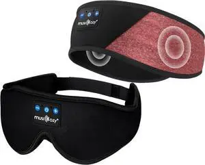 MUSICOZY Sleep Headphones Bluetooth Sports Headband, Wireless Music Sleeping Headphones Sleep Eye Mask Earbuds for Side Sleepers Workout Running Travel Yoga Office, Pack of 2
