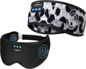 MUSICOZY Sleep Headphones Bluetooth Headband, Wireless Sleeping Headphones Mask Earbuds Built-in HD Speakers for Side Sleepers Women Men Running Travel Yoga Cool Gadgets Unique Gifts, 2 Packs
