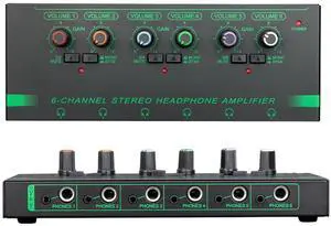4/6 Channel Stereo Headphone Amplifier 4 X3.5mm 4X 6.35mm Port Output Metal Stereo Amplifier Multiple Output